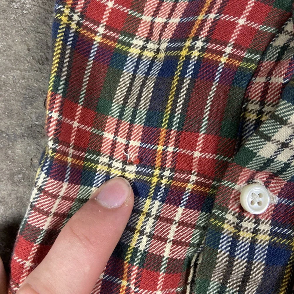 Vintage Polo Ralph Lauren Oxford Button Down Size Large Plaid Green Pony Logo